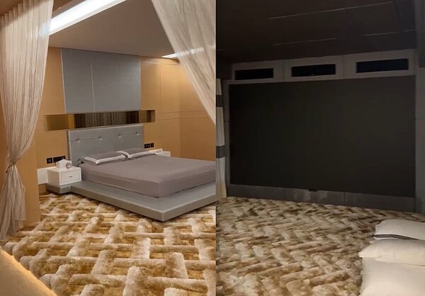 臥室及居家電影院。圖/截自《賽車教父-廖老大》臉書直播