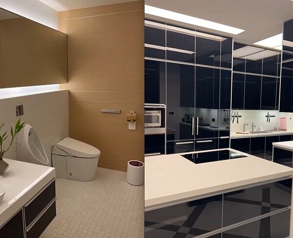 廁所及廚房。圖/截自《賽車教父-廖老大》臉書直播