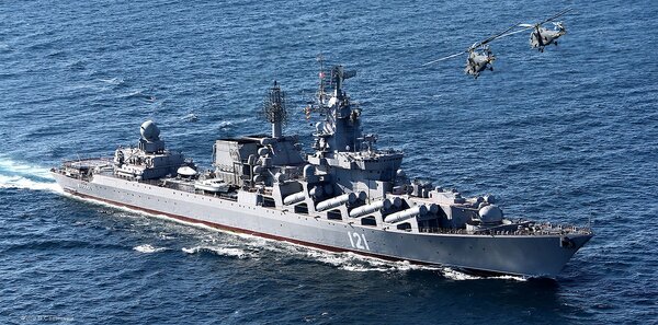 俄國黑海艦隊旗艦「莫斯科號」（Moskva）沉沒。圖／維基百科