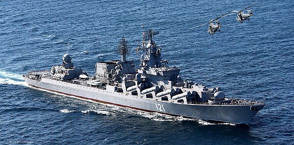 俄國黑海艦隊旗艦「莫斯科號」（Moskva）沉沒。圖／維基百科