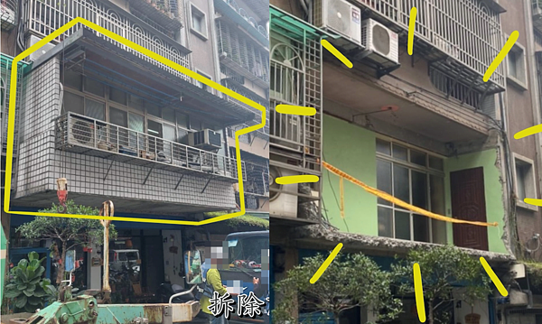 新北市新莊公寓陽台外推遭報拆。圖/取自工程圖輯隊-新北工務局臉書