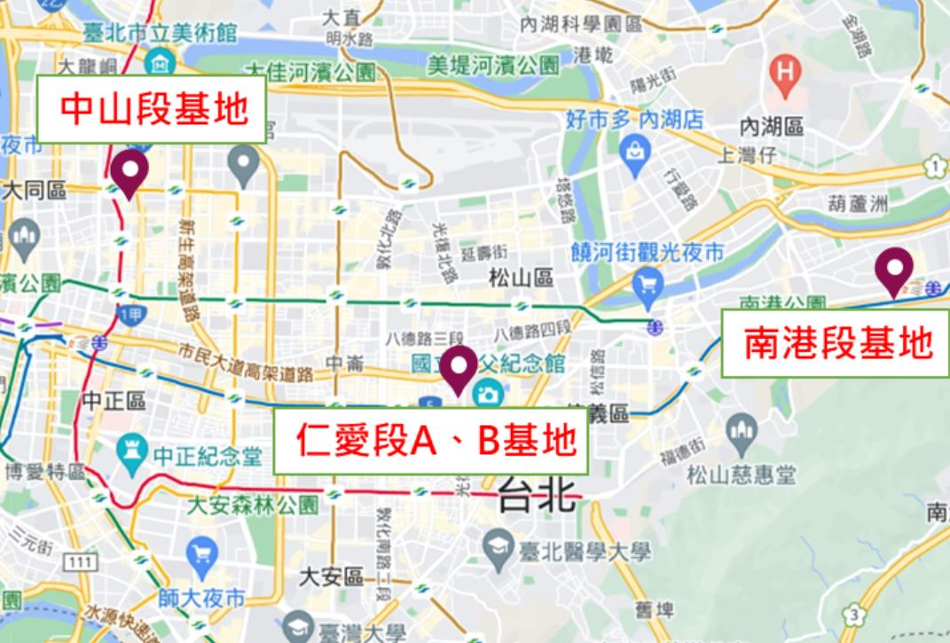 財政部國產署辦公廳舍原址改建案三處基地位置圖。圖／國產署提供