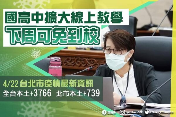 本土單日新增確診不斷創新高，台北市副市長黃珊珊在臉書表示，本土單日新增破萬，很快就會發生。圖／取自黃珊珊臉書
