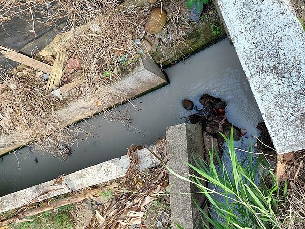 造紙廠業者坦承,因疏失才導致含漿廢水意外排出。(卓榮騰提供/蔡明亘桃園傳真)