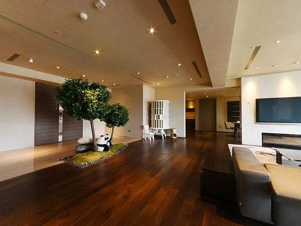 大S昔日豪宅近180坪大,客廳還有2顆造景樹。圖/翻攝自Dcard