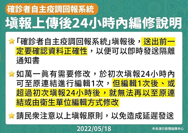 陳其邁表示,自主疫調回報系統,24小時內可修正資料。記者王昭月/翻攝