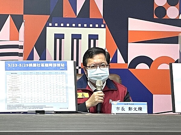 桃園市長鄭文燦表示，自23日起，桃園「長幼PCR三合一綠色通道」社區採檢站的年齡層由原6歲以下兒童擴大至12歲以下兒童。圖／市府提供