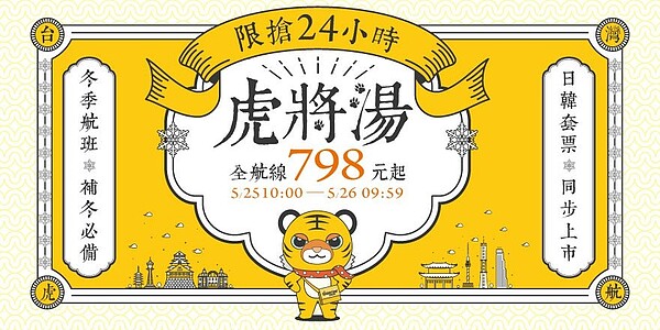 台灣虎航2022年冬季班表798元起日韓套票同步開賣。圖／台灣虎航提供