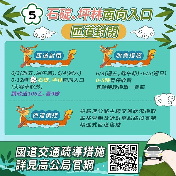 端午連假北市國道交通資訊。圖／新北市府提供