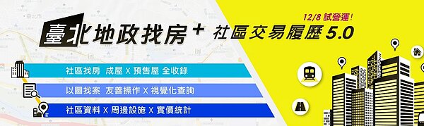 北市地政局推出「臺北地政找房+」平台,於今(8)日起試營運。圖/北市地政局提供