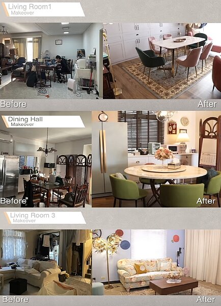 丹妮婊姐分享裝修後各空間前後對比圖。圖/截自《丹妮婊姐星球》