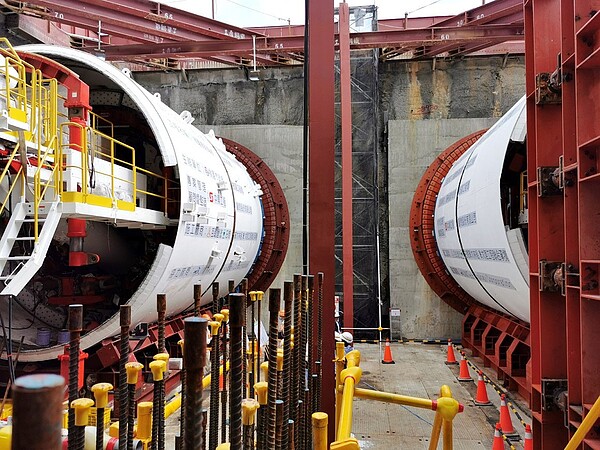 桃園綠線捷運GC03標地下段潛盾工程中正北路採左右探鑽掘進施工。圖/聯合報記者曾增勳