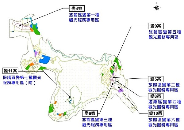 觀光服務專用區變更位置。圖／台南市政府提供