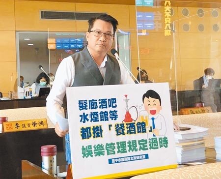 台中市議員陳文政16日質詢說,近期民眾發現住宅區內出現「水煙館」、「髮廊酒吧」等創新店家,嚴重擾民及影響住家安寧。(陳世宗攝)