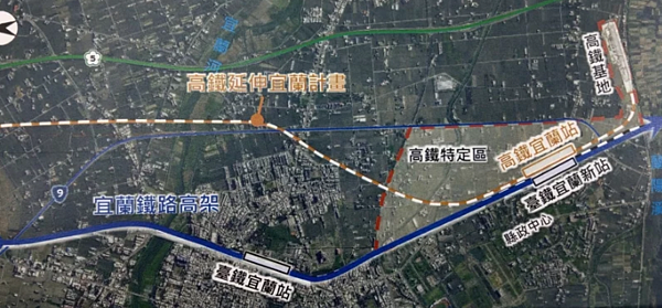 交通部11月17日提出第五「折衷案」，位於縣政中心以南350公尺，位於宜蘭及羅東之間，全長約59.3公里，並且將與台鐵宜蘭新站共構。本報資料照片