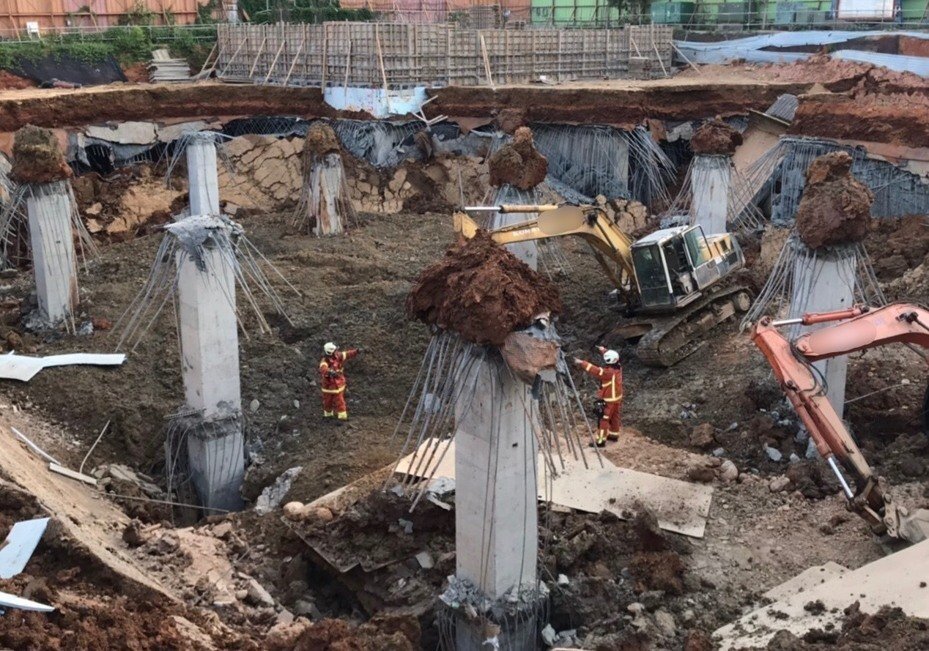桃園市平鎮區文化公園停車場工程去年發生崩塌釀1死2傷工安意外。圖/報系資料照
