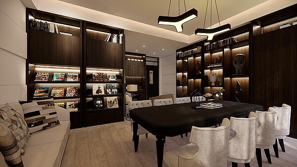 多功能會議室的圖書室空間。圖/大賞建設提供