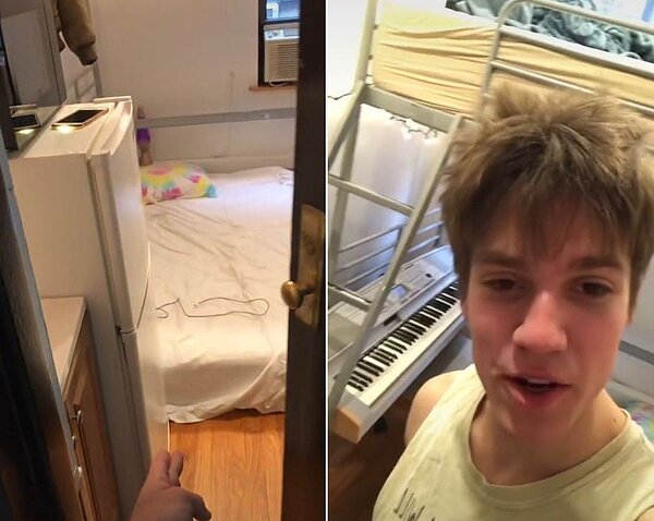 抖音用戶韋伯(AJ Webber)開箱了自己住在紐約市的超小房間。 圖/抖音(axelwebber)