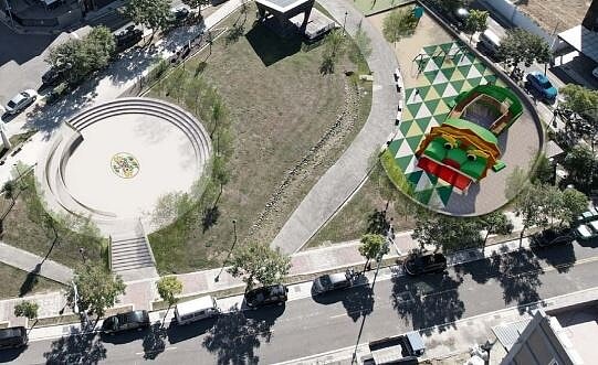 芎林打造主題遊戲場,結合「客家方口獅」文化。圖/新竹縣產發處提供