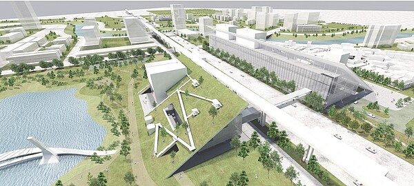 桃園市立兒童美術館上梁,預定明年3月完工。圖/桃園市政府提供