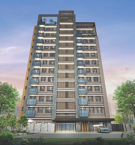 位於天母新光三越附近的建案「天母桓琚」，沉穩簡約、具現代感的外觀，展現人文氣息。圖／業者提供