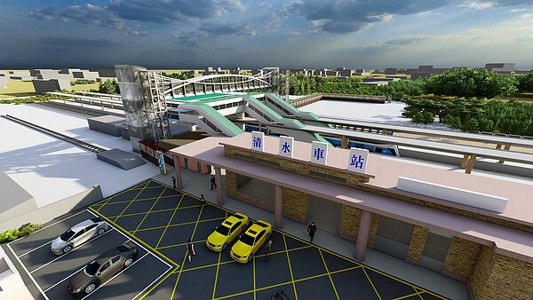 清水跨站天橋模擬圖。圖/台中市政府提供
