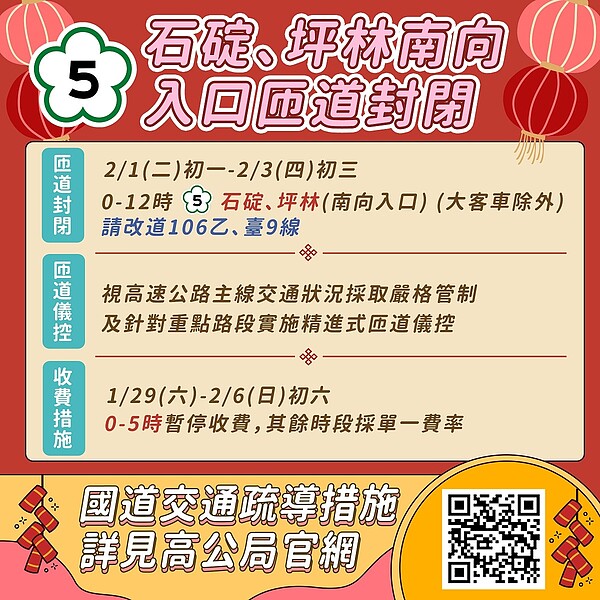 石碇坪林南向入口匝道封閉。圖／新北市政府交通局提供