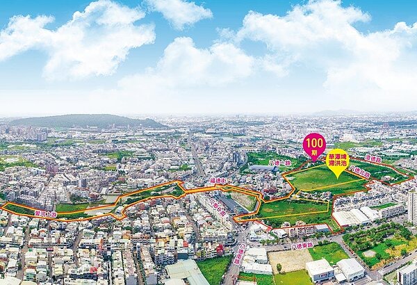 100期重劃區是愛河整治最後一哩路,緊鄰它的是84期重劃區,多家建商已先卡位推案。圖/高雄地政局提供