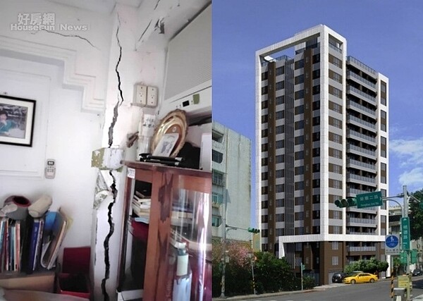 天母樺園社區早於96年2月即經台北市土木技師公會鑑定為高氯離子混凝土建築物，並經都發局99年8月20日列管為海砂屋建築物。照片為更新前後示意圖。圖／北市都市更新處提供