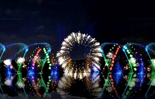 台北燈節首次登場的「水火共舞聲光劇場」磅礡巨獻。圖/北市觀傳局提供