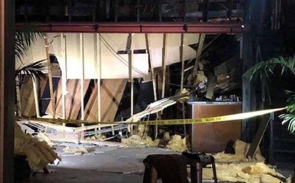 倫敦東部哈克尼維克一間酒吧12日下午5點左右驚傳樓層倒塌意外，造成13人受傷。圖／截自推特