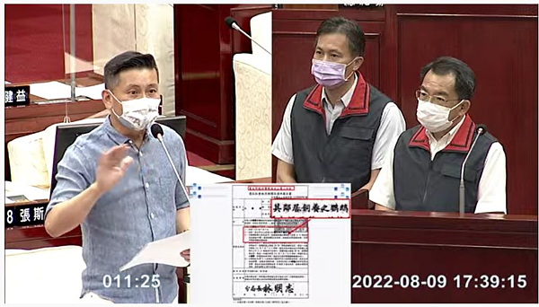 台北市議員戴錫欽（左）關切寵物噪音遭裁罰的問題。圖／擷取自台北市議會直播網頁