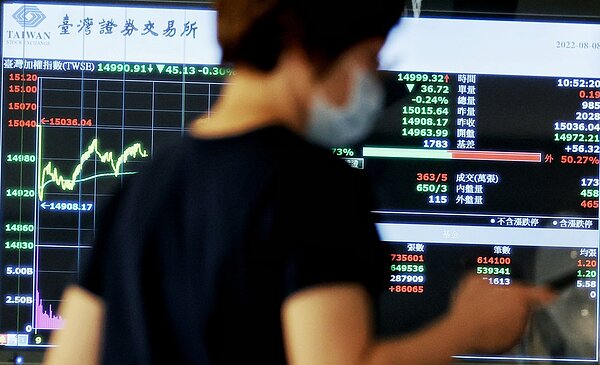 今天台股加權指數終場下跌111.26點,收14,939.02點。聯合報系資料照