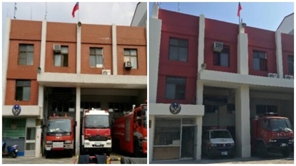 嘉義縣中埔消防分隊廳舍施工前（左圖）、施工後（右圖）照片。圖／營建署提供
