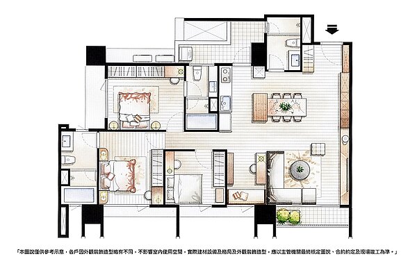 50坪以上主臥皆標配四件式衛浴,並擁有對流良好的雙開窗,客廳面寬也有約5米、搭配高2米4的大面玻璃採光,整體明采透亮。圖/合輝建設提供