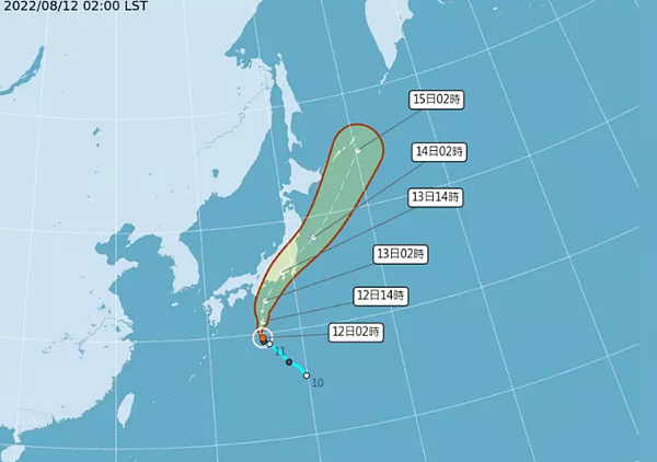 米雷颱風路徑潛勢預報。圖／取自氣象局網站