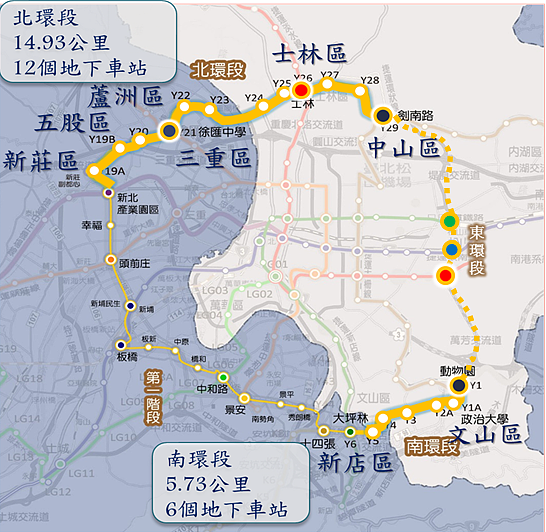 環狀線全圖。圖／取自台北市捷運工程局