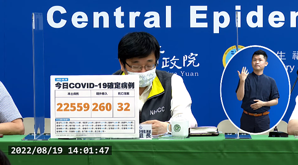 今(19)日公布國內新增22,819例COVID-19確定病例。圖/翻攝自疾管局