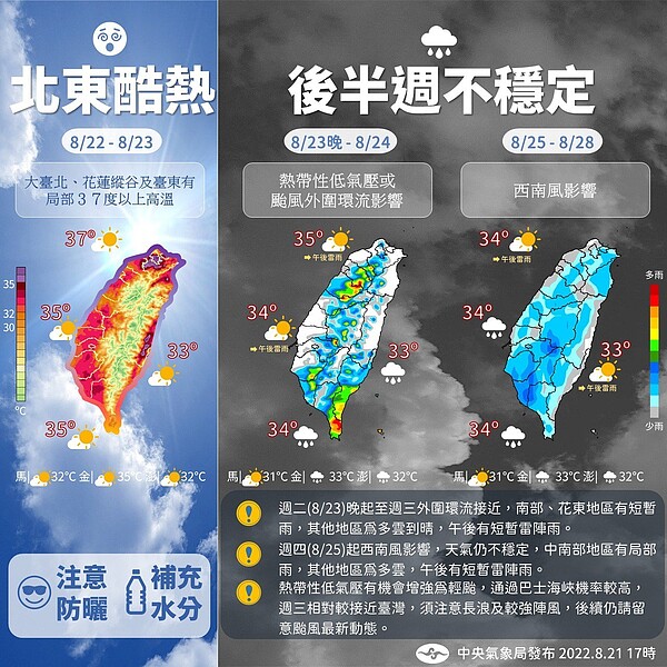 未來一周天氣。圖／氣象局提供