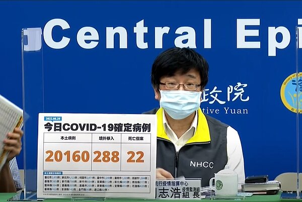 今增20160例本土個案。圖/截自疾管署YouTube直播