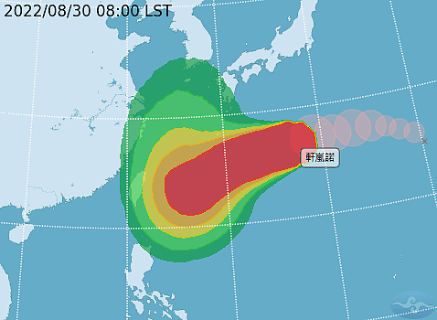 「軒嵐諾」暴風圈侵襲機率分析。圖／中央氣象局提供