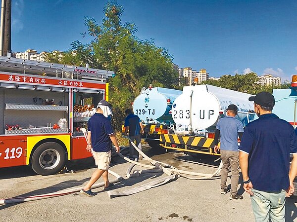 基隆水情吃緊,有104輛水車前往支援,確保民眾用水。圖/台灣自來水公司提供