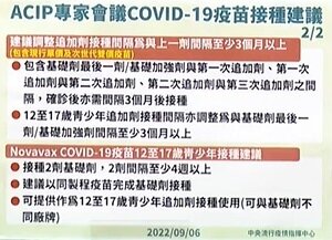 ACIP專家會議COVID-19疫苗接種建議。圖／疾管署直播