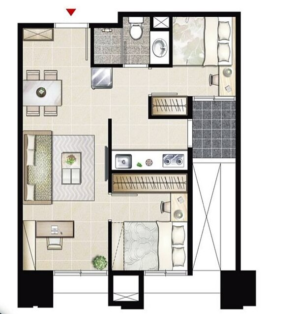 2+1房的空間也很充裕，+1房的空間基本上算寬敞。圖／立信天朗提供
