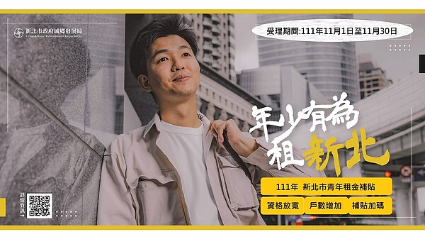 新北青年租金補貼再加碼,最高可領6千元補助金。圖/新北市城鄉局提供