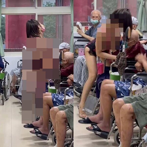 桃園榮家中秋活動請女舞者表演，尺度卻相當驚人，引發網路熱議。記者朱冠諭／翻攝
