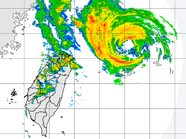 梅花颱風今北上，對台影響要等到下半天才會趨緩。（中央氣象局提供）