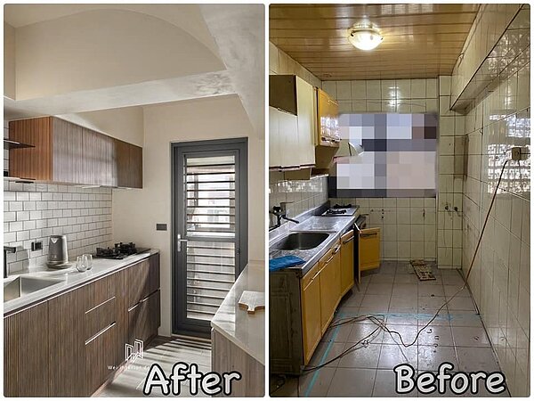 廚房改造對比圖。圖／擷取自曾智希臉書