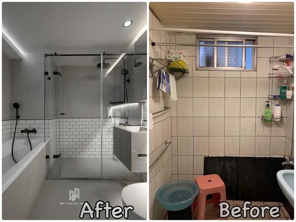 浴室改造對比圖。圖／擷取自曾智希臉書