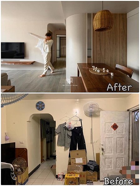 屋內改造前後對比圖。圖／擷取自曾智希臉書